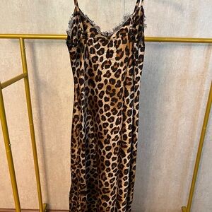 Leopard Print Satin Slip Dress